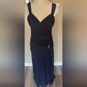 Chiffon Flowing Dress Holiday Wear Special Occasion Navy Color